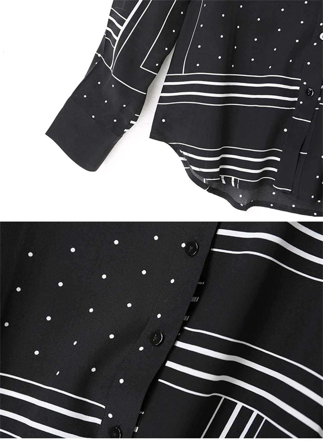 Disimlarl Camicie da donna in seta a maniche lunghe con risvolto Slim Stripe Print Bluse Button Office Lady Camicia casual