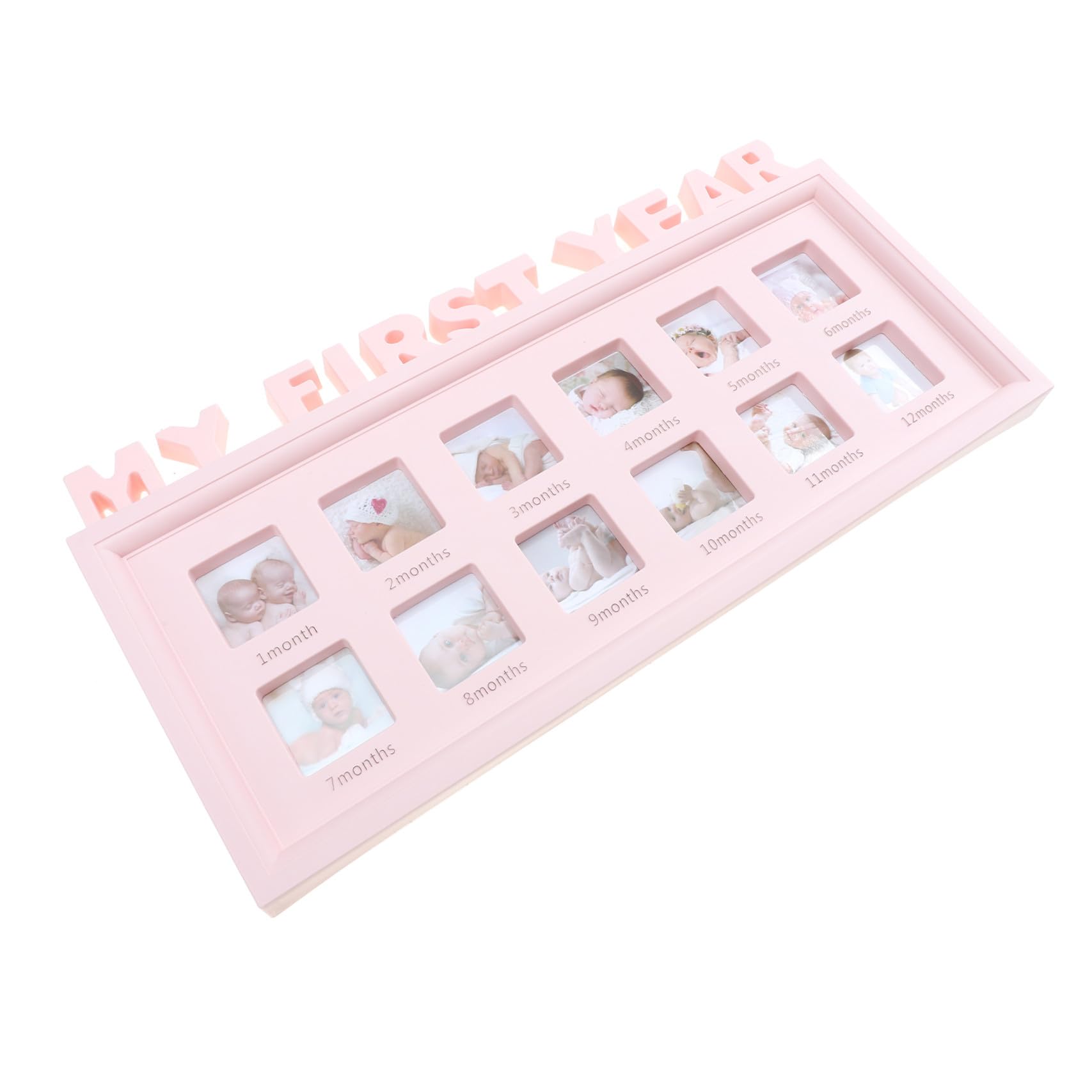 Cadre photo mensuel rose pour galerie photos mensuelles de naissance et décoration