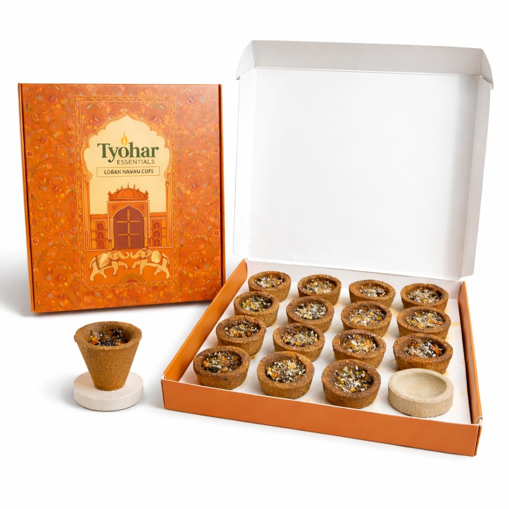 Tyohar Essential Loban Havan Cups with Free Plate & More | Natural Sambrani Dhoop Cups for Pooja, Havan & Festivals-image-44