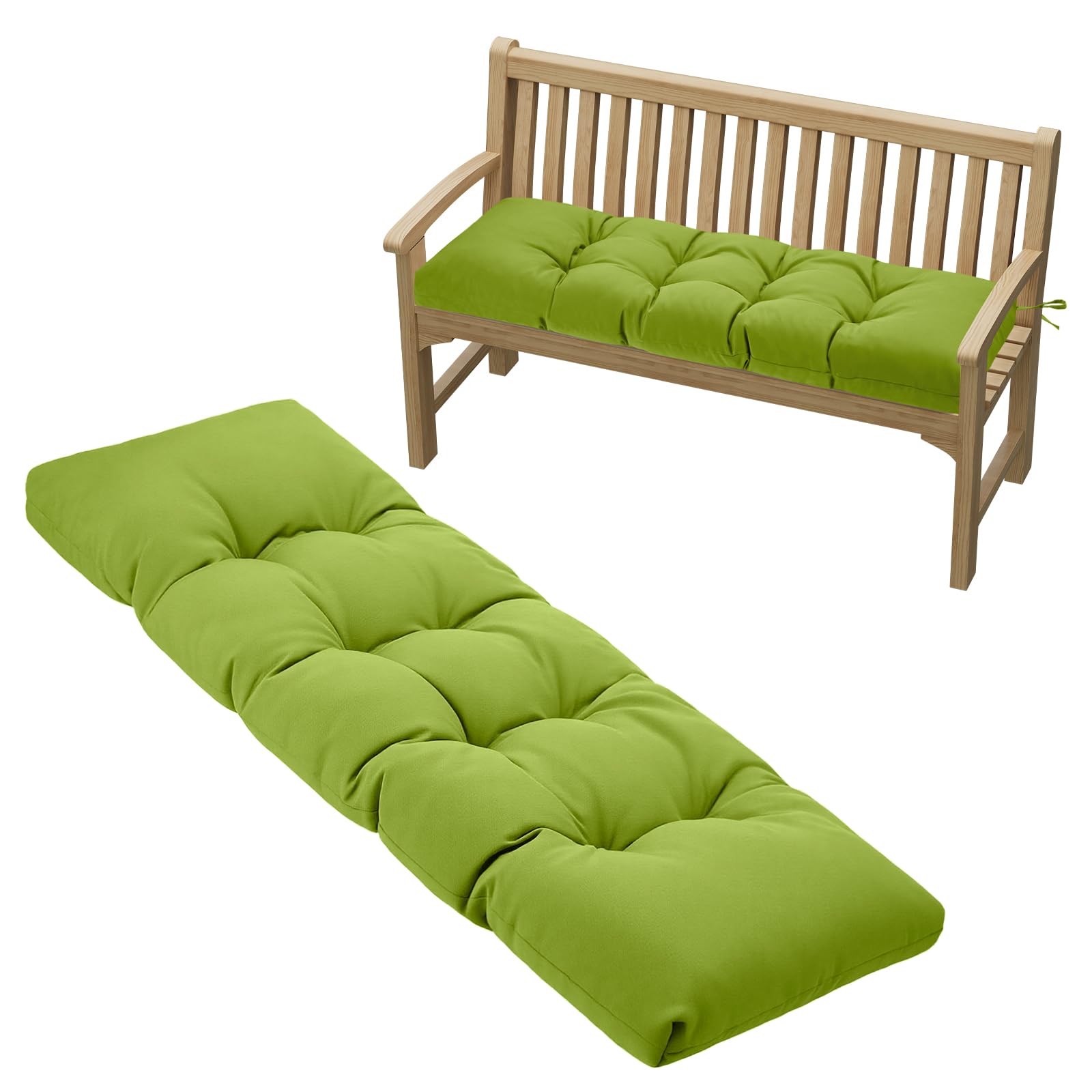 PRIMEPATIO Outdoor Garden Bench Cushion, 8cm Thick Tufted Waterproof Long Bench Seat Pad with Ties, Replacement Cushion for Patio, Lawn & 3 Seater Loveseat Furniture, 143x52cm, Dark Grey — view 18
