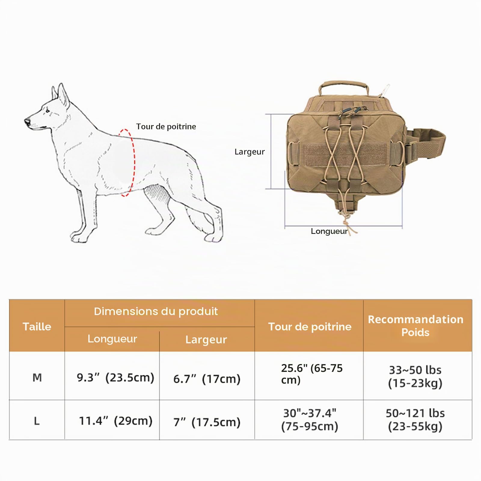 EXCELLENT ELITE SPANKER Sac à Dos pour Chien Hound Sac à Dos de Selle pour Le Voyage, Le Camping et la randonnée pour Chiens de Moyenne et Grande Taille avec 2 Poches latérales spacieuses(BLK-L)