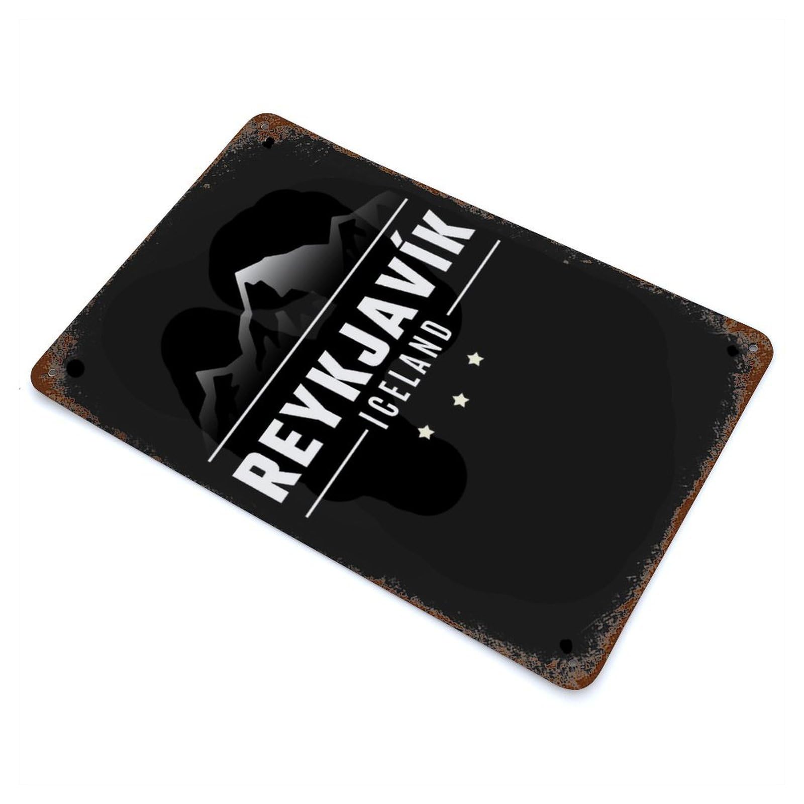 Iceland Iceland Reykjavk Rust Effect Tin Sign 11.8"x7.9", Retro Wall Decor for Pub, Kitchen And Man Cave Decor