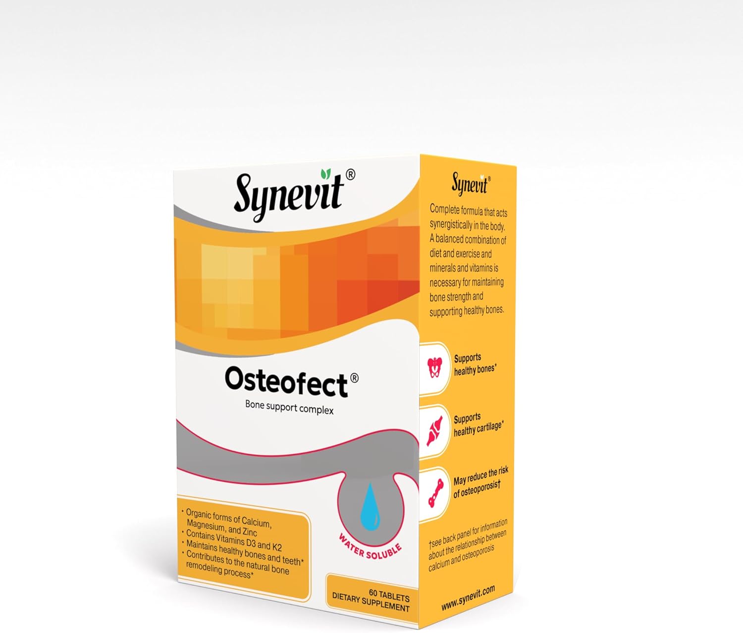 Osteofect® Bone Support Complex, Organic Calcium with Vitamin D3 & K2, Magnesium & Zinc - Supports Healthy Bones & Teeth, 60 Veg Capsules