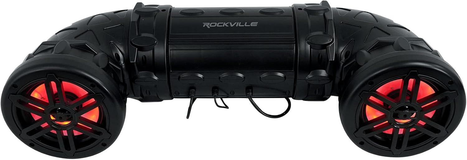 Rockville RATV65L V2 500W Dual 6.5" Powered ATV/UTV/Marine Speakers 4 Ohm, Bluetooth, LED Lighting, Waterproof, Remote Control for Off-Road and Boats