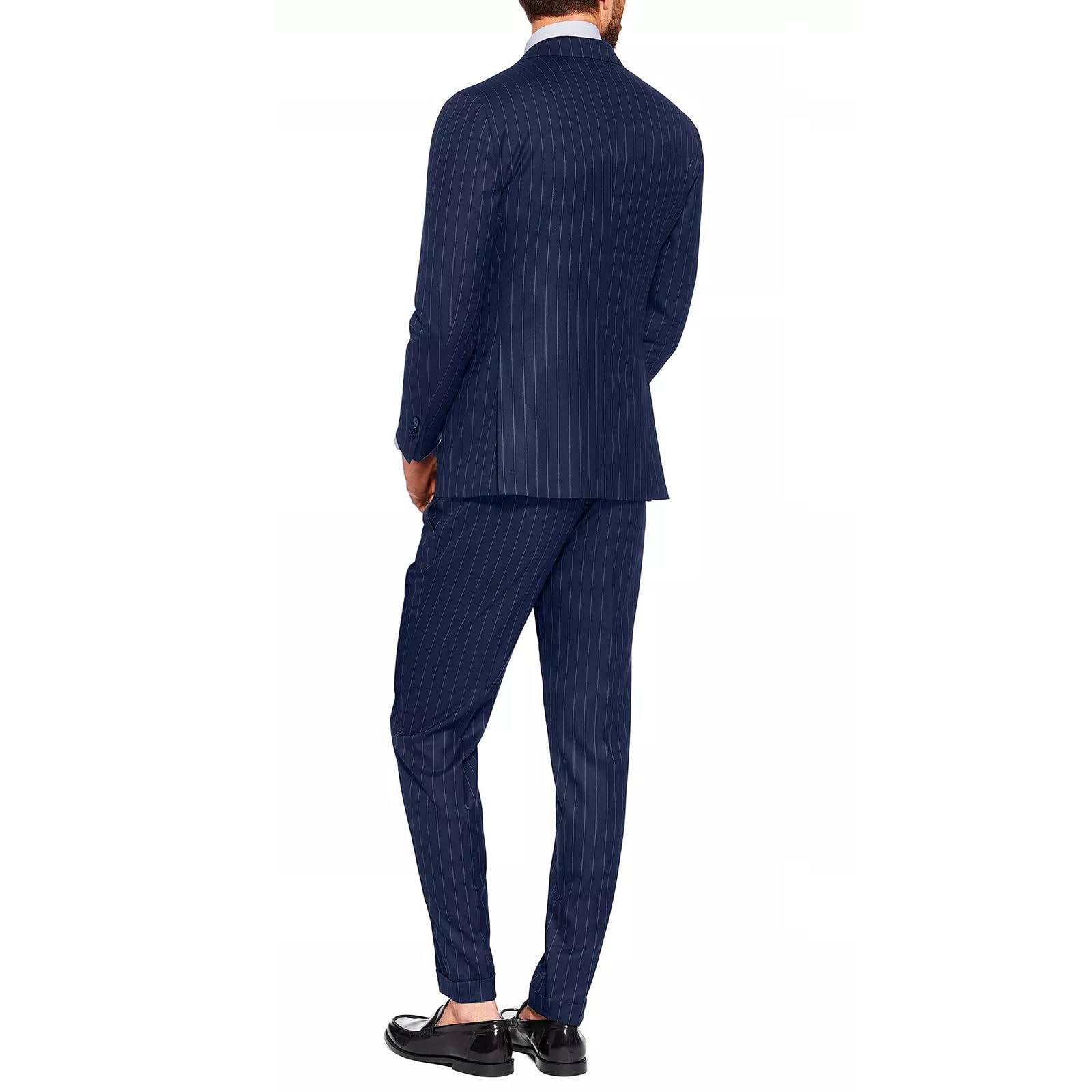 Abito Elegante da Uomo Gessato Tutte Le Stagioni Completo Giacca e Pantalone Vestito a Righe Formale Due Pezzi Casual Elegante Matrimonio
