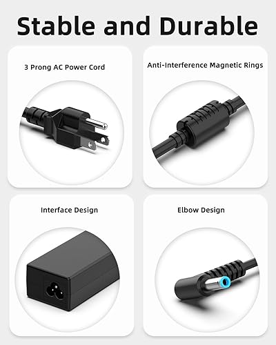 Miniatura 3 de Cargador para portátil de 65 W y 45 W compatible con HP es 13252, Pavilion Spectre Envy X360 11 13 15 Chromrbook 11 14 x360 Zbook Elitebook Stream