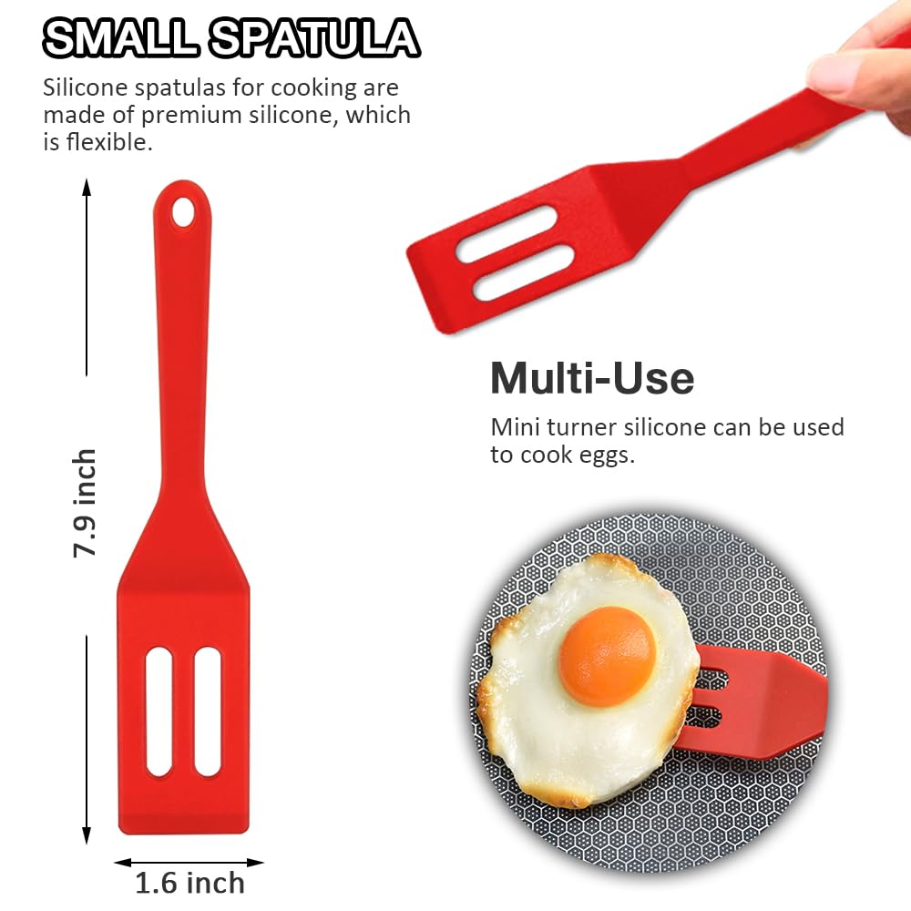 5 mini espátulas de silicona, pequeña espátula de silicona roja, pequeña espátula de brownie fácil de limpiar, espátulas pequeñas para uso en la cocina 4
