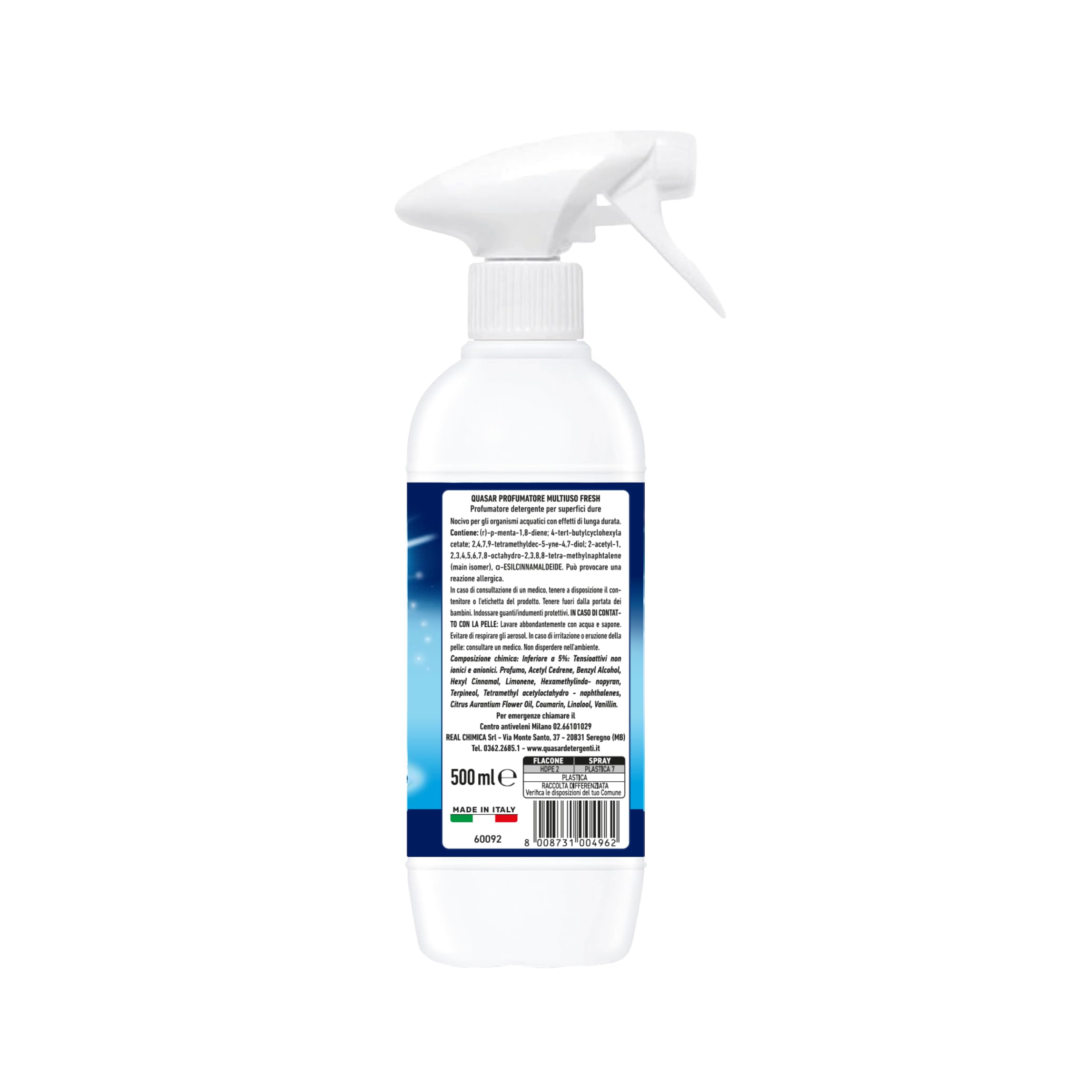 QUASAR PULITO STELLARE Profumatore Multiuso - Fragranza Fresh, Profuma a Lungo, Deterge e Spolvera - 500 ml