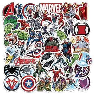 50 calcomanías de superhéroe para botella de agua para niños, calcomanías de vinilo impermeables de dibujos animados para adolescentes, niñas, adultos, laptop, patineta, teléfono, guitarra, funda de