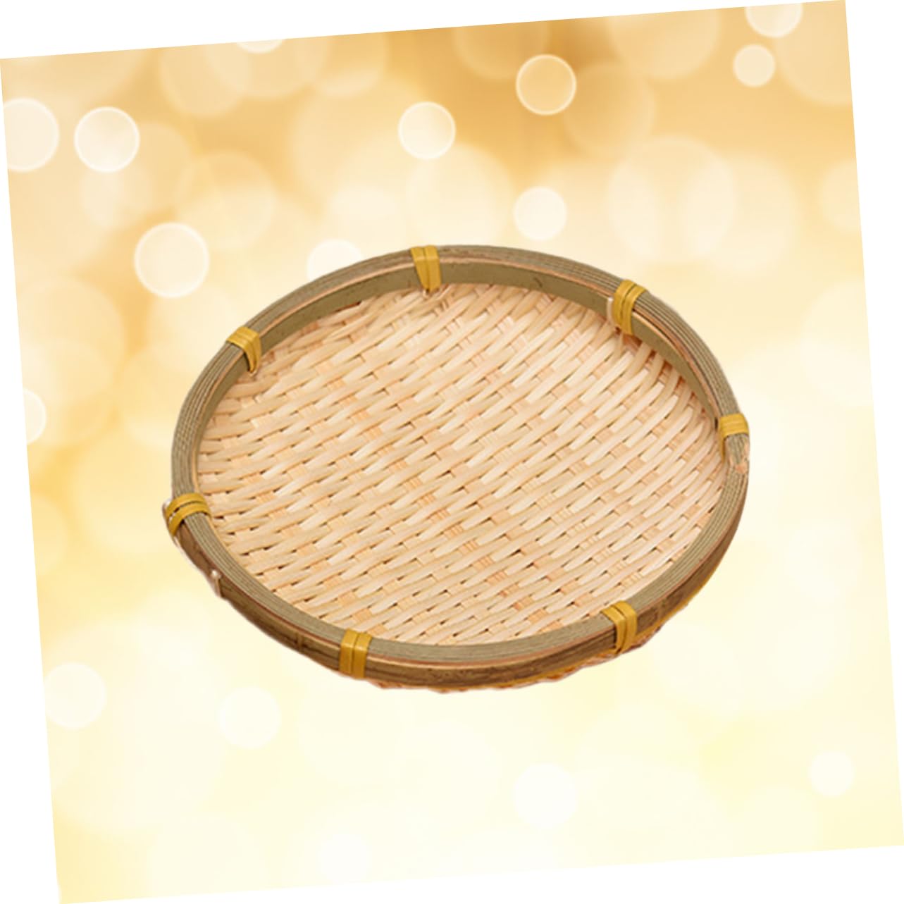 BRIGHTFUFU Round Basket Display Baskets Wicker Serving Trays Woven Storage Basket Braided Food Tray Decorative Serving Basket Round Serving Tray Kitchen Baskets Wicker Baskets Wooden