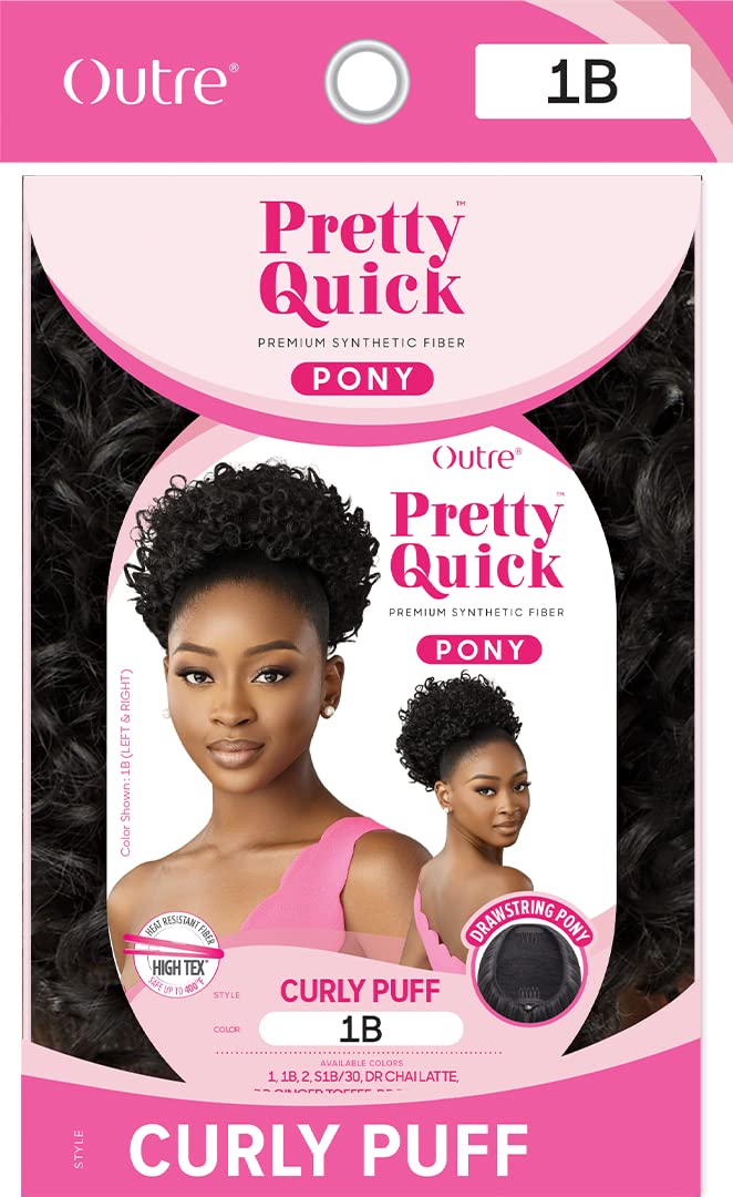 Outre Pretty Quick - Drawstring Pony - Curly Puff (DARK BROWN 2)