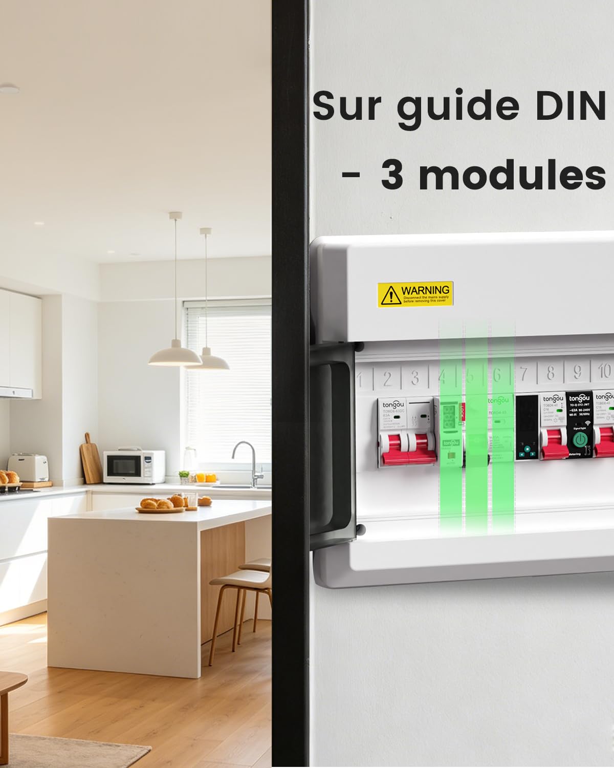 TONGOU Disjoncteur Différentiel a Réarmement Automatique 30mA Type A, 2 Pôles 40A Interrupteur Différentiel