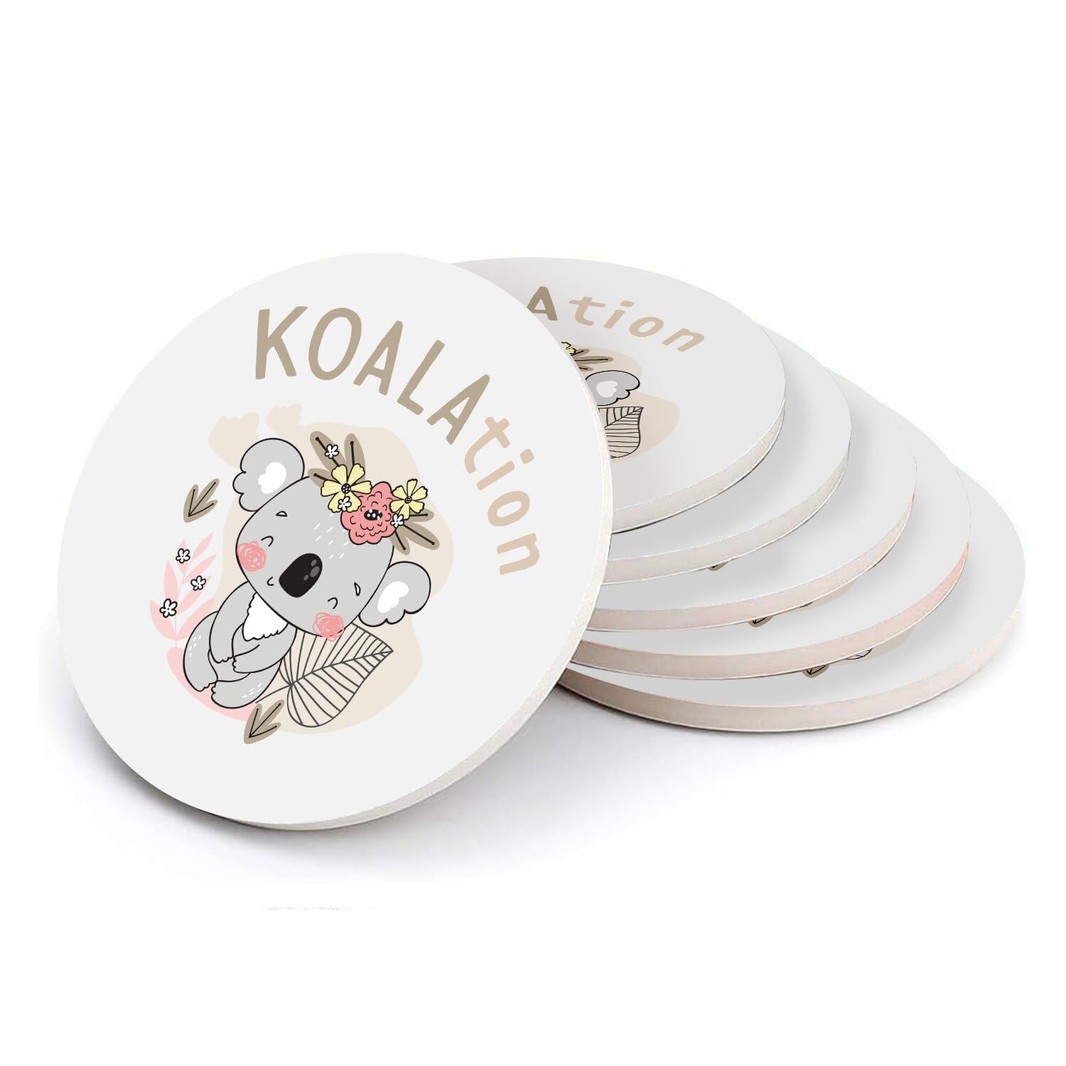 Sous verre ronds en céramique koala mignons lot de 6 pour table