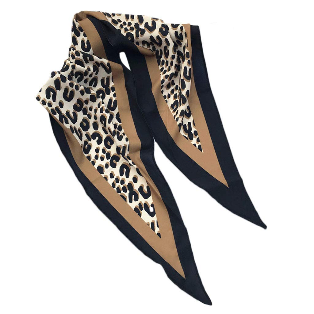 KOFUN Polyester Scarf, Summer Silk Feeling Hair Scarves For Women Printed Head Scarfs Short Neck Scarve Leopard Print