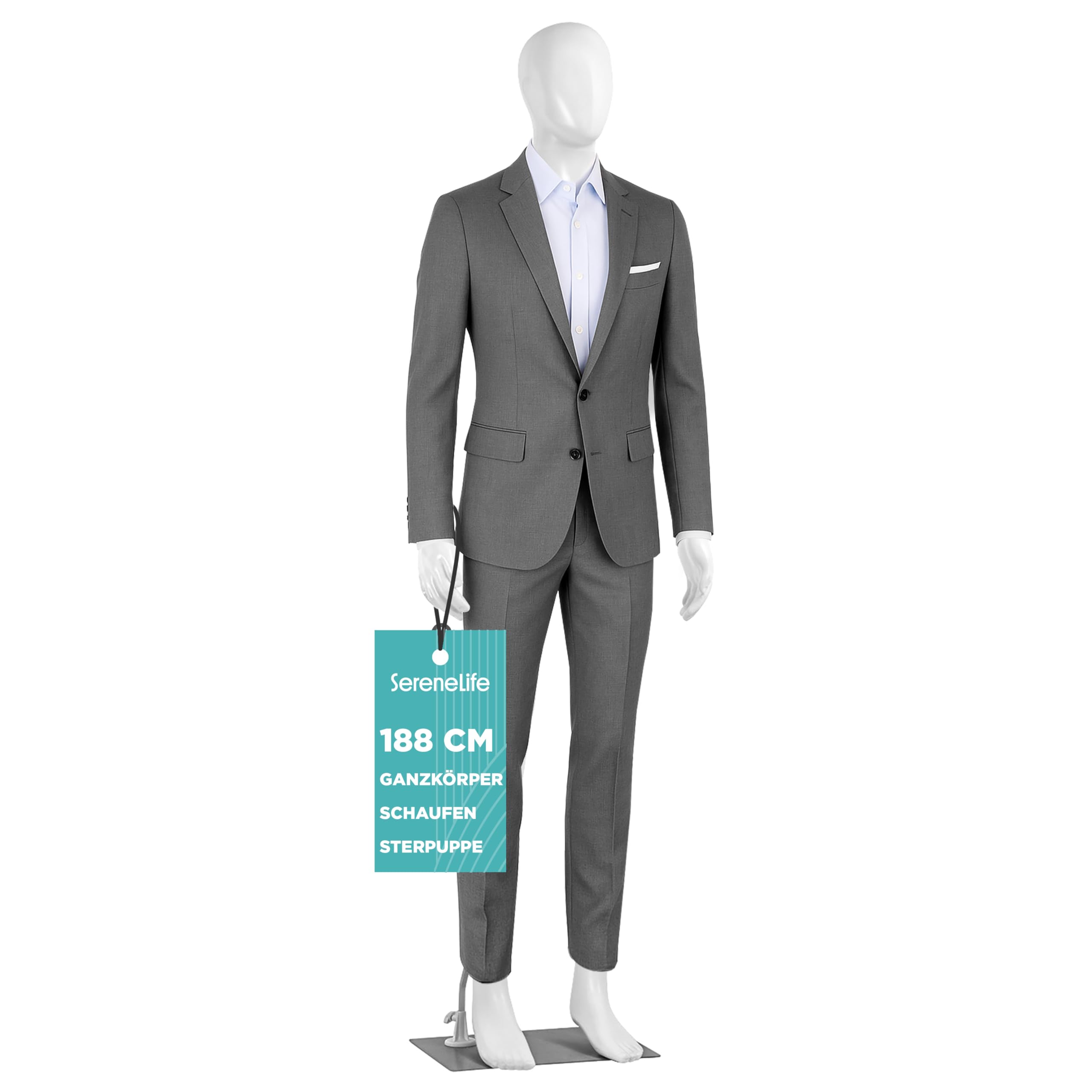 SereneLife 185 cm Große Männliche Schaufensterpuppe mit Verstellbarem Kopf, Flexiblen Gliedmaßen und Abnehmbarem Design – Ideal für Bekleidungsgeschäfte, Boutiquen, Ausstellungen und mehr