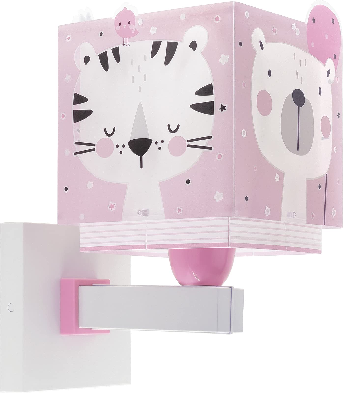 Lampe murale rose animaux de la jungle pour décorer la chambre fille