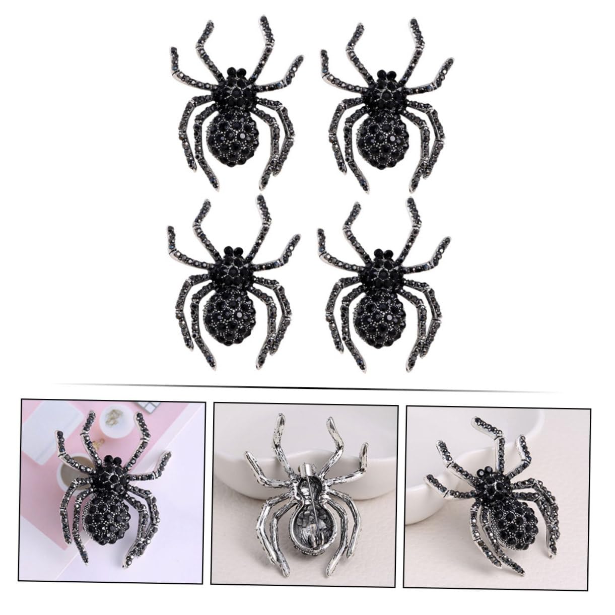 VALICLUD Retro-brosche Geisterspinne Pfau Tierbroschen Taube Halloween Costume Halloween Kleidung Retro -brosche Broschennadel Für Männer Und Frauen Strasssteine Black