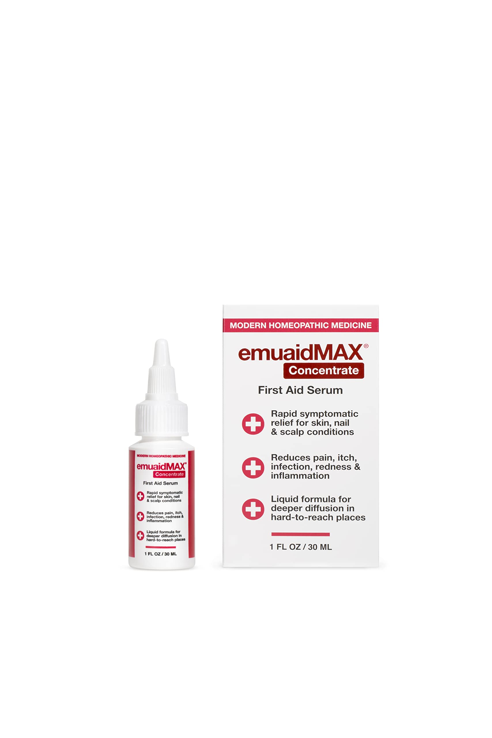 EMUAIDMAX Concentrate Homeopathic First Aid Serum, All Natural Solution for Itchy, Painful Skin Conditions, Targets Psoriasis, Eczema, Folliculitis, Nail Fungus, Seborrheic Dermatitis, 1 oz