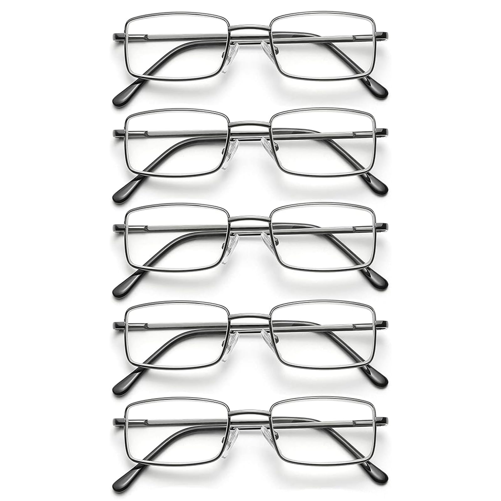 Hubeye 5 Pares Gafas de lectura de Metal para Mujeres y Hombres Ultraligeras Bisagras de resorte Anteojos de lectura Gafas anti luz azul 2.00
