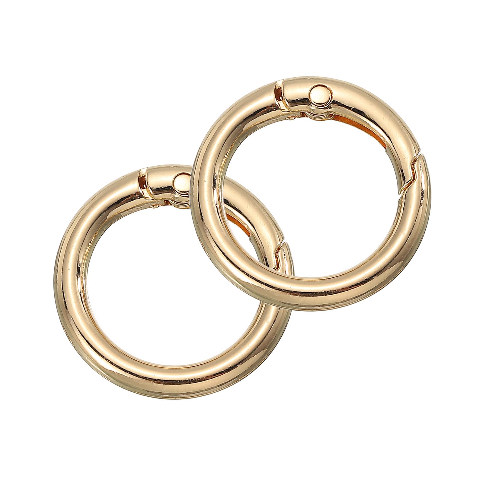 sourcing map Round Spring O Rings, 2Pcs 0.9 Inch OD Trigger Buckle Snap Clips for Bags, Purses, Keyrings, DIY Accessories, Light Golden