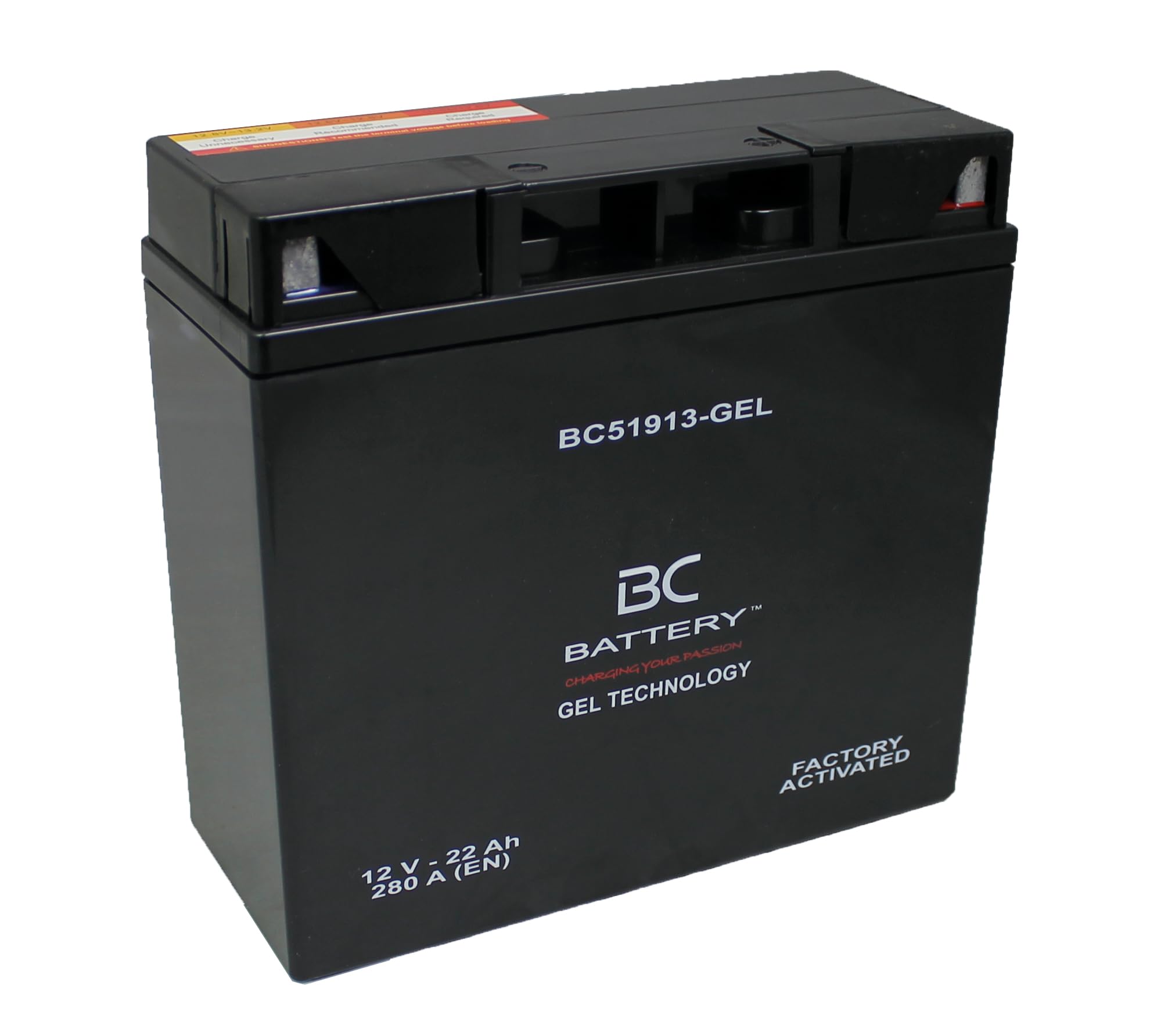 BC BATTERY Batterie de démarrage pour moto avec GEL 12V 22Ah BC51913-GEL Moto&Scooter, sans entretien, scellée, préchargée, similaire à 51913