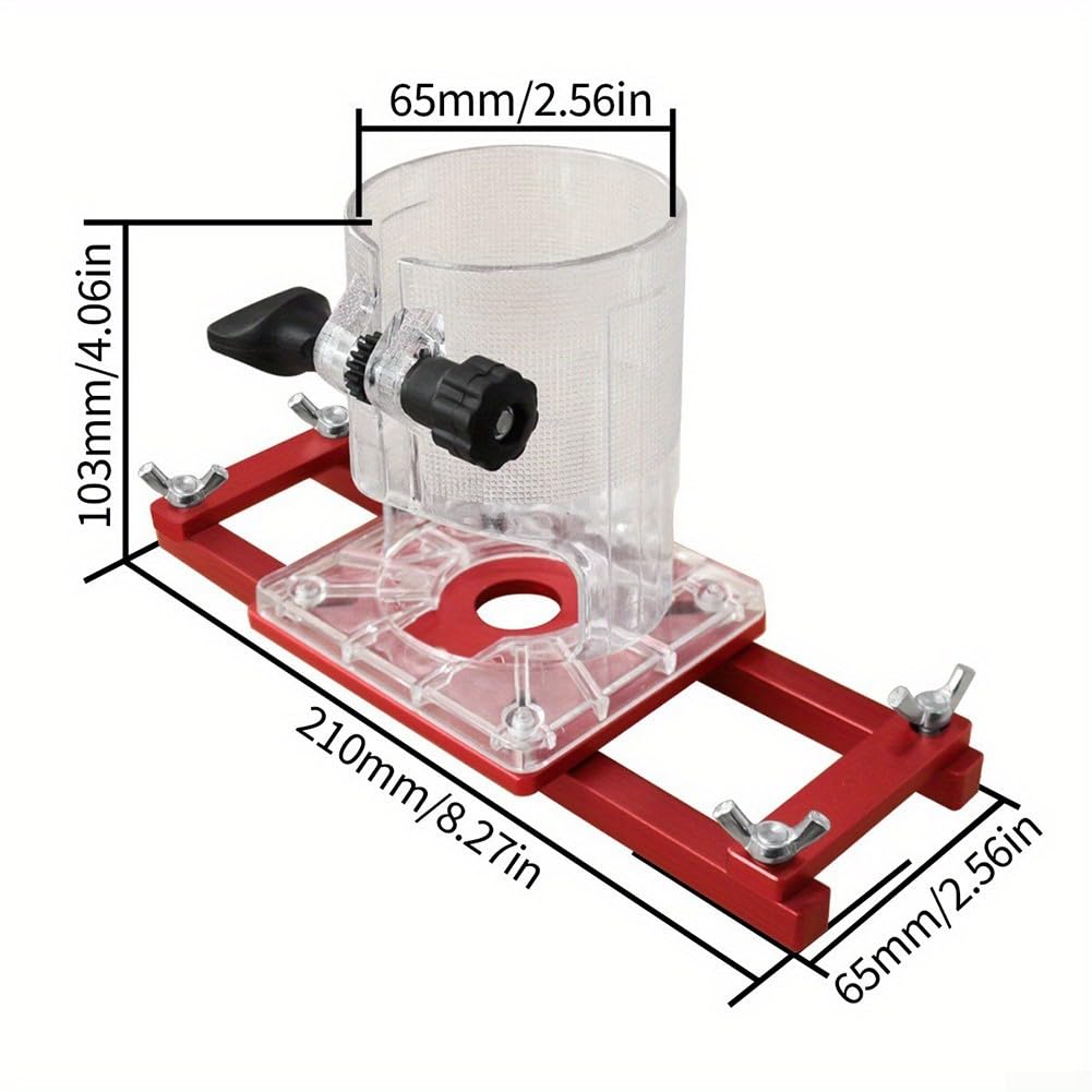 2-in-1 unsichtbarer Verschluss, Schlitzhalterung, Holzbearbeitung, Oberfräse, Mittelschlitz, für ID 65 mm, Trimmmaschine, Werkzeug mit verstellbarer Dicke 0–4 cm (mit Basis)