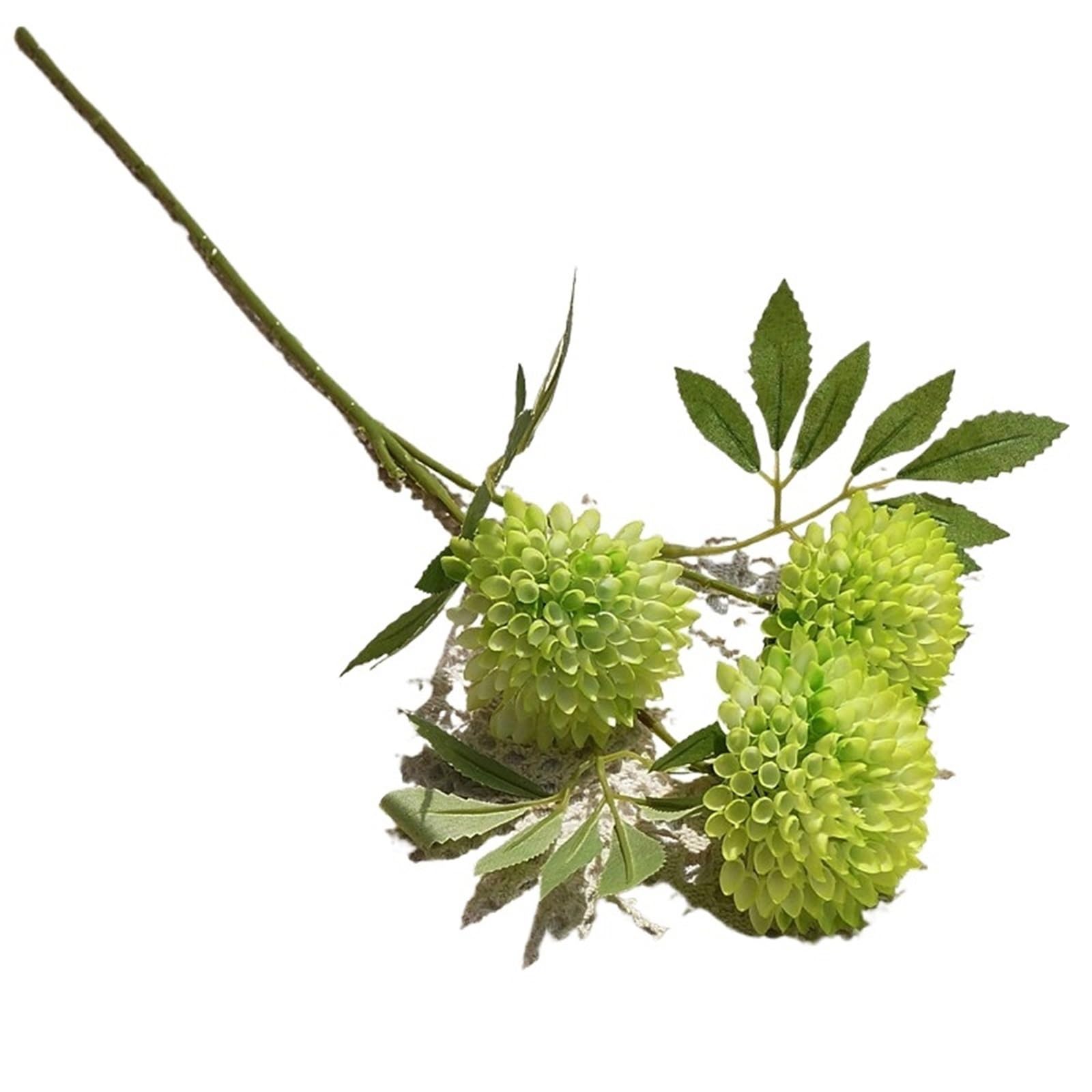 LXLAEOANG Artificial Flower Branches 3 Heads Artificial Flower Branch Home Decor Fake Plants Leaves Decoration(Green)