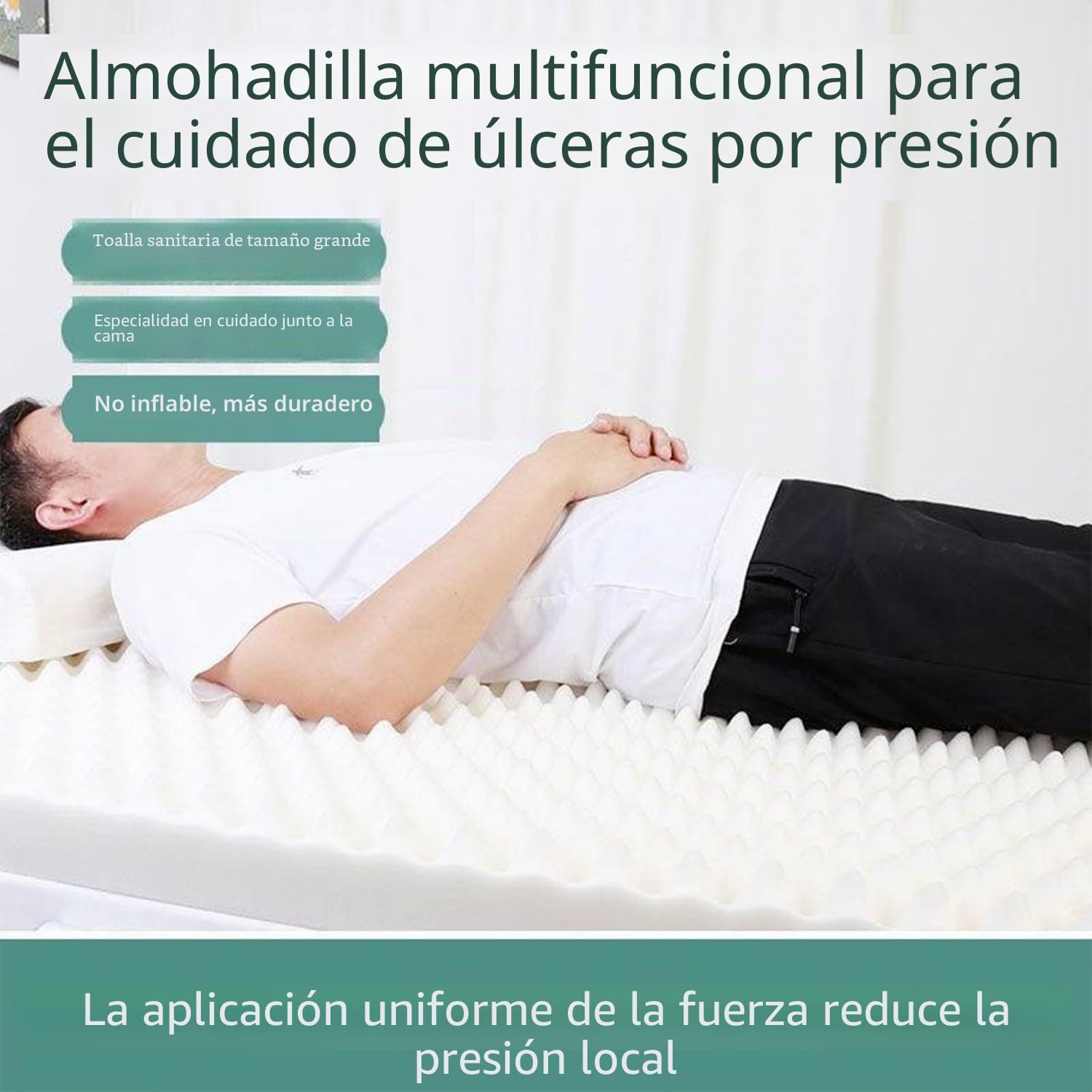 Colchón Antiescaras Para Atención Hospitalaria Domiciliaria,Colchón Para El Reposo En Cama,Esponja De Alta Densidad,Alivia Y Previene Las Úlceras Por Presión,Alivia La Presión,Lavable 90x190cm