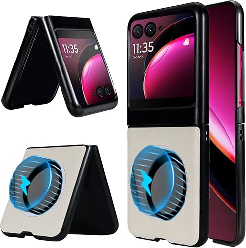 Woluki Funda para Motorola Razr Plus 2023, Moto Razr+ 2023, compatible con MagSafe, parte trasera de cuero de lujo, protección a prueba de golpes,