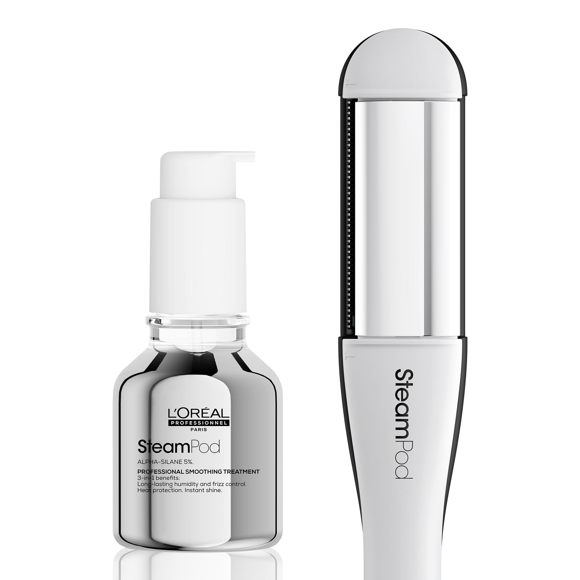 L'Oréal Professionnel Set con Piastra per Capelli Professionale Steampod 4 e Trattamento Lisciante Professionale Steampod, Protezione Termica e 72h di Effetto Anti-crespo, 50 ml