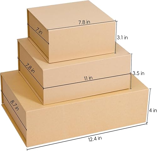 Miniatura 2 de Caja plegable de papel Kraft, color marrón, de 11 x 7.8 x 3.5 pulgadas caja de regalo con tapa, magnética, para padrinos y damas de honor caja de