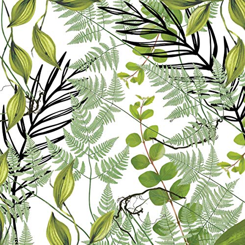 Lot de 20 serviettes en papier vert botanique, forêt, jungle, décoration de table 33 x 33 cm Cover
