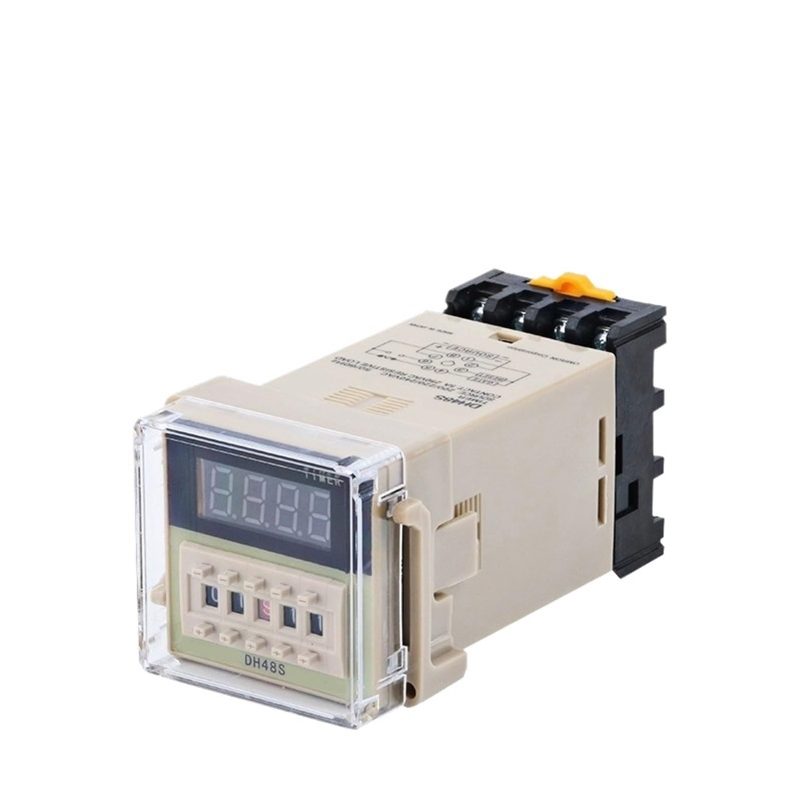 Interruptor de relé Temporizador programable LED Digital DH48S-2Z 0,01 S-99H99M con Base de Enchufe AC/DC 12V 24V 220V 380V Temporizador de retardo(12V ACDC)