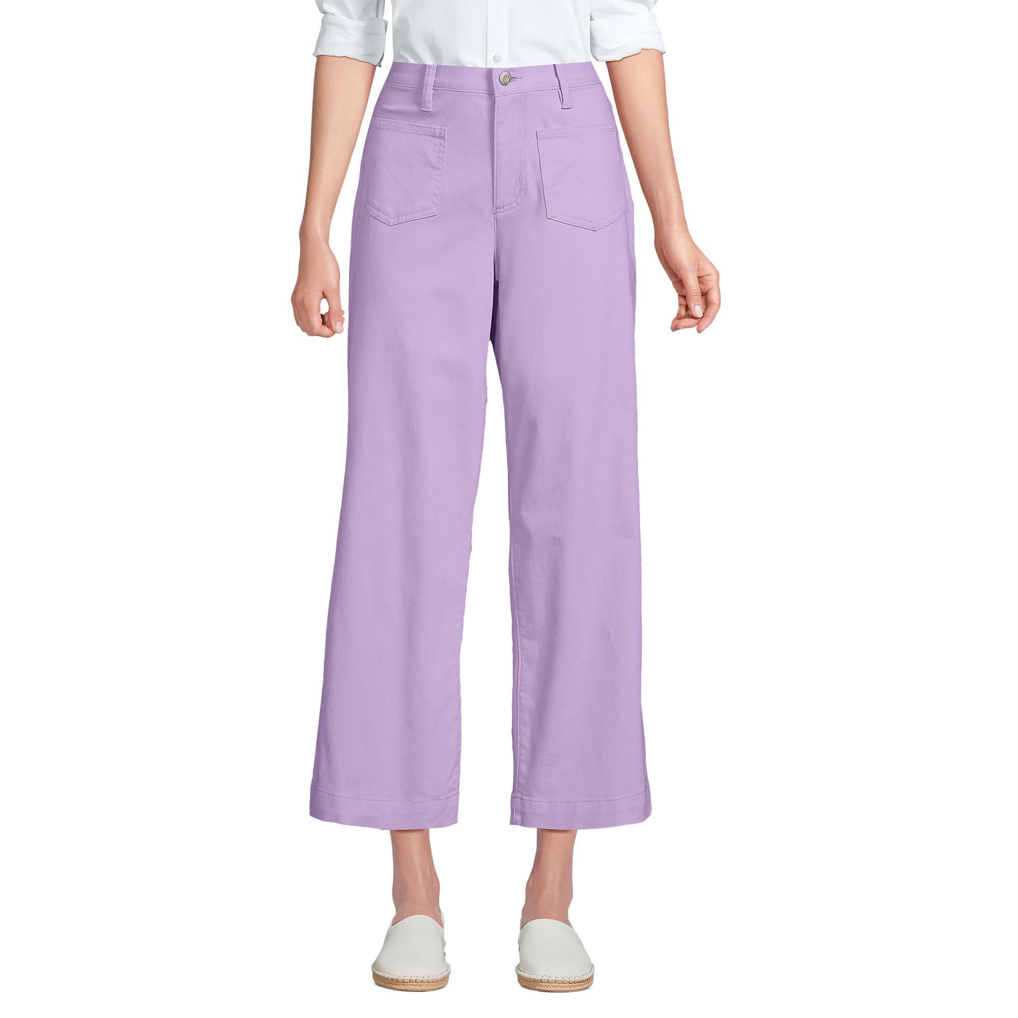 Lands End Womens High Rise Patch Pocket Chino Crop Pants