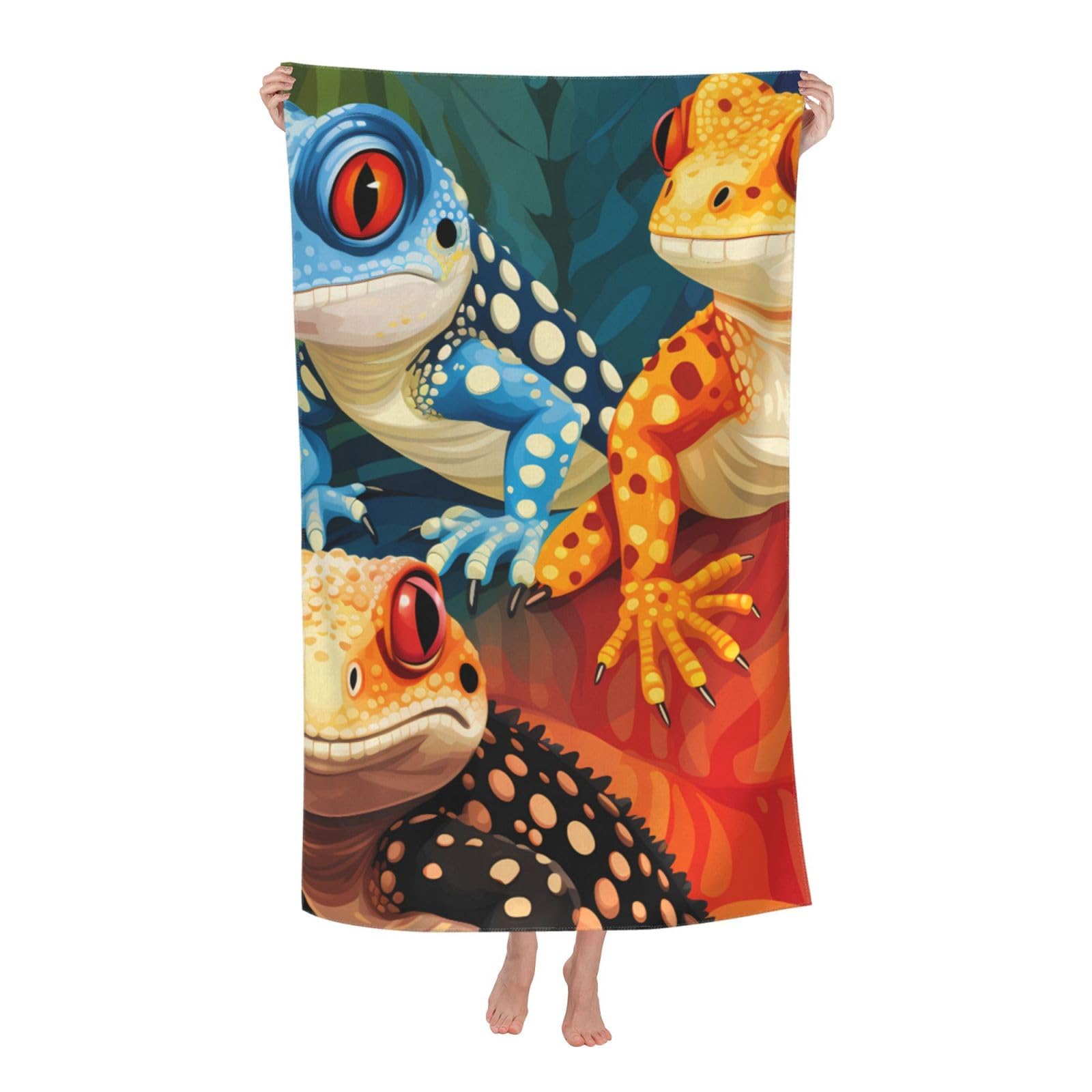 LSRCPD Beach Towel Lizard Turtle Leopard Gecko Reptile Microfiber Beach Towels Blanket Oversized Tropical Big Extra Large XL Pool Towels Quick Dry Sandproof for Women Girls Kids