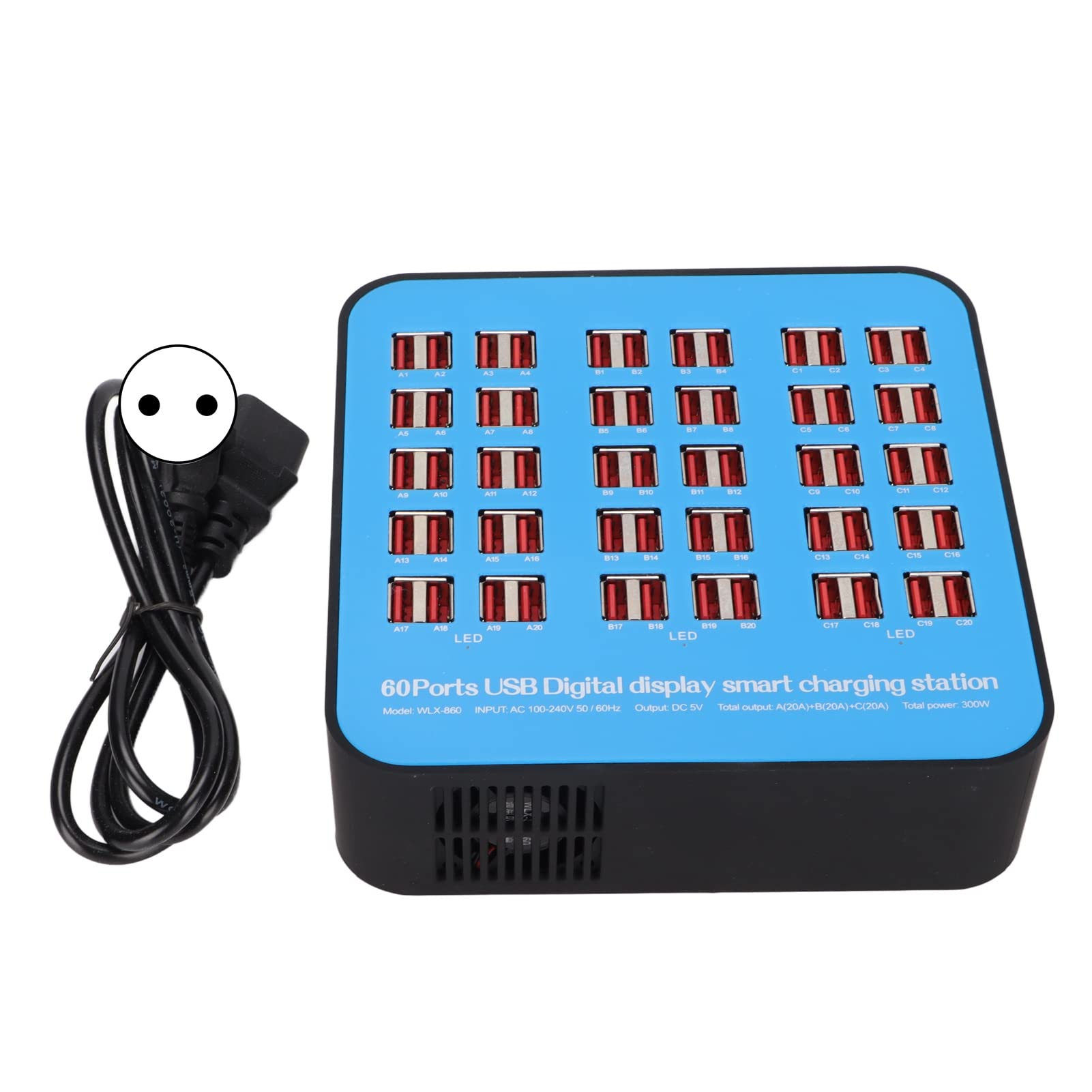 Estación de Carga Rápida USB de 60 Puertos con Chip Inteligente, Protección contra Sobretensiones y Compatibilidad Global para Múltiples Dispositivos, Adecuada para Hoteles,