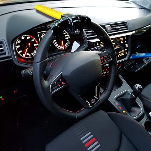 Miniatura 9 de VaygWay Cerradura universal para volante de automóvil, llave de cilindro antirrobo para volante, fuerte y resistente, bloqueo giratorio antirrobo