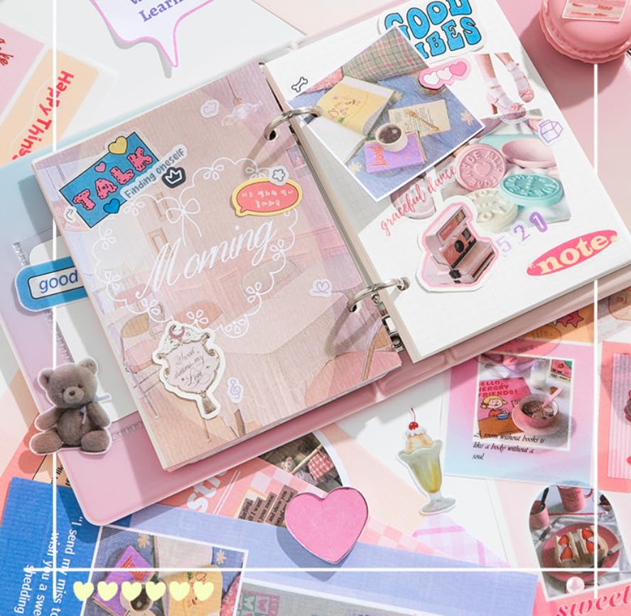Image of Girl's Korean Retro Sticker Book, Dessert Party Theme - 800+ Cute Fresh and Clean Style Old Items Stickers, for DIY Scrapbooking Journaling Handbook Decoration