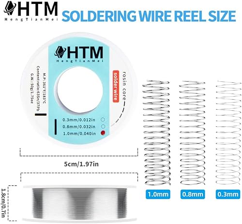 Miniatura 8 de Alambre de soldadura de baja temperatura con núcleo de colofonia 6337 de estaño para componentes electrónicos y reparación de bricolaje (0.031