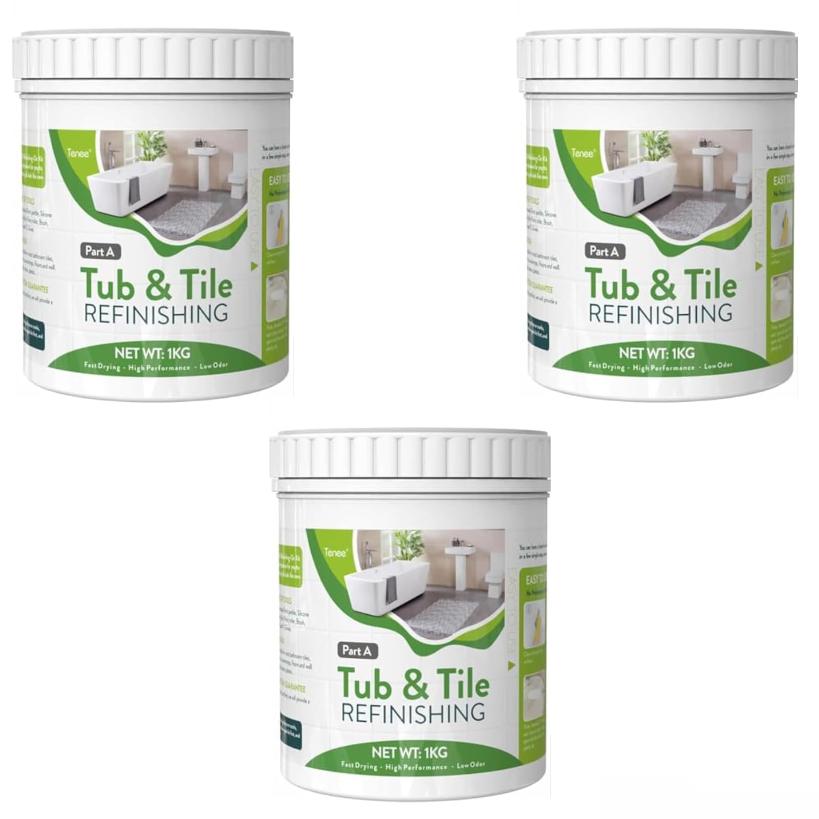 105 oz White Tub and Tile Paint with Full Tools, Semi-Gloss Tub and Tile Paint for Bathroom, Easily Covers 50-60sq.ft, Liquid Waterproofing Bathtub Refinishing Kit for Kitchen, Sink, Shower, Rubber