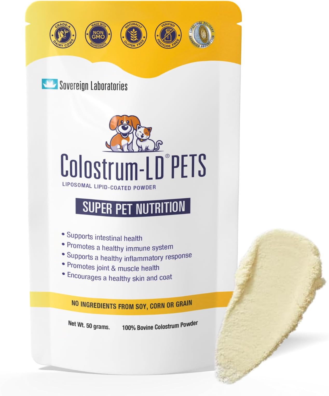 Veterinarian Approved Super Pet Nutrition - for Dogs and Cats - Liposomal Bovine Colostrum, Rich in Immunoglobulins (25%+), Support for Immune and Digestive Systems, Allergies (1.76 Ounces)