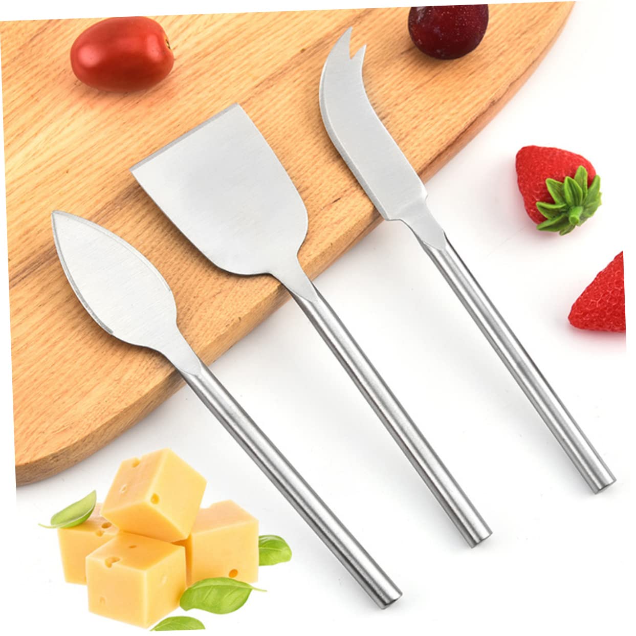 PRETYZOOM Stainless Steel Cheese Knife Set Cheese Cutters Fork Charcuterie Board Accessories Butter Fruit Slicing