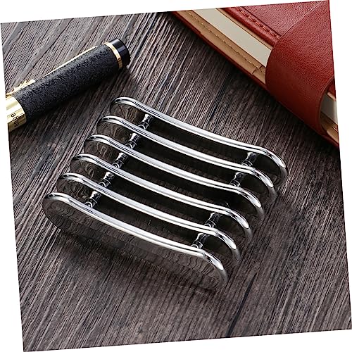 Image of Mini Nail Art Pen Holder Stand for 5 Pens Portable Manicure Brush Rest Organizer Metal Nail Brush Tool Holder for Gel Polish and Uv Gel Brushes 2 Pack