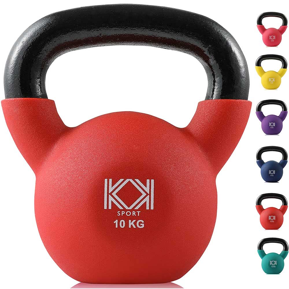 KK Kettlebells Cast Iron Neoprene Coated Weights Lifting Strength Training Home Gym Exercise (10Kg, Red) — image 1
