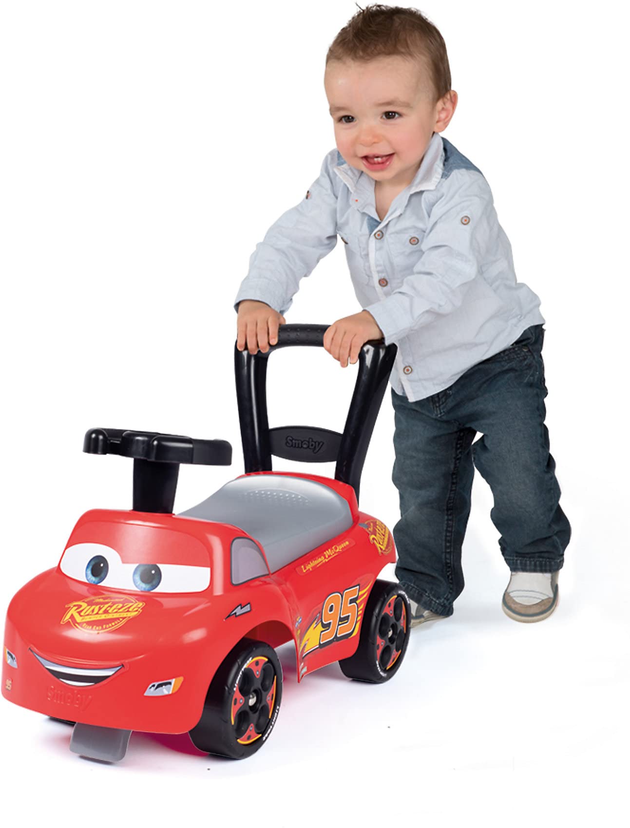 Smoby- Disney Cars prima auto, 7600720534, +10 mesi, con fermi antiribaltamento, rosso
