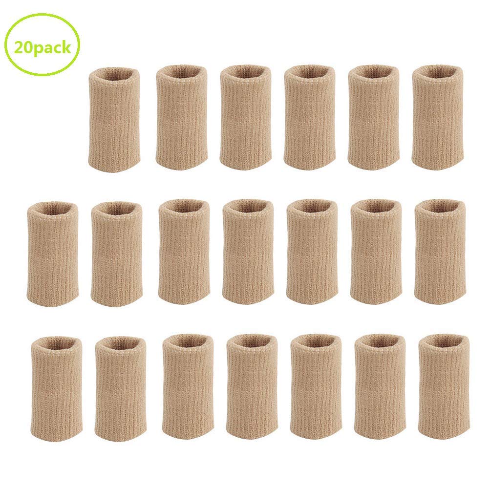 20 Pieces Finger Sleeves, Thumb Splint Brace for Finger Support, Relieve Pain for Arthritis,Triggger Finger, Compression Aid for Sports (nude)