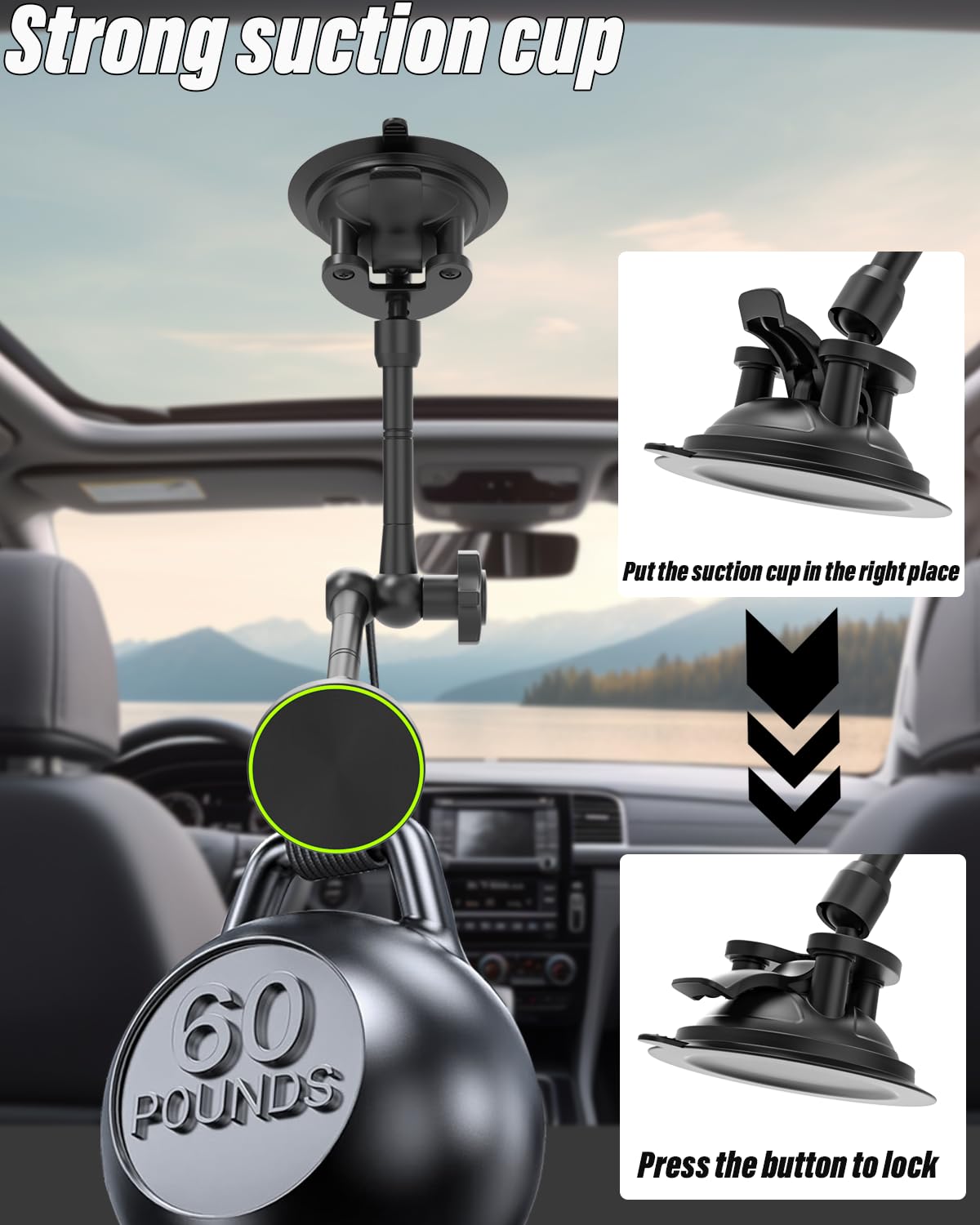2025 Upgraded Vakuum Magnet Handyhalterung Auto [Super Saugnapf], Magnetischer Handyhalterung Auto für Magsafe Autohalter, Magnetic Suction Cup Mobile Phone Holder für All Smartphone