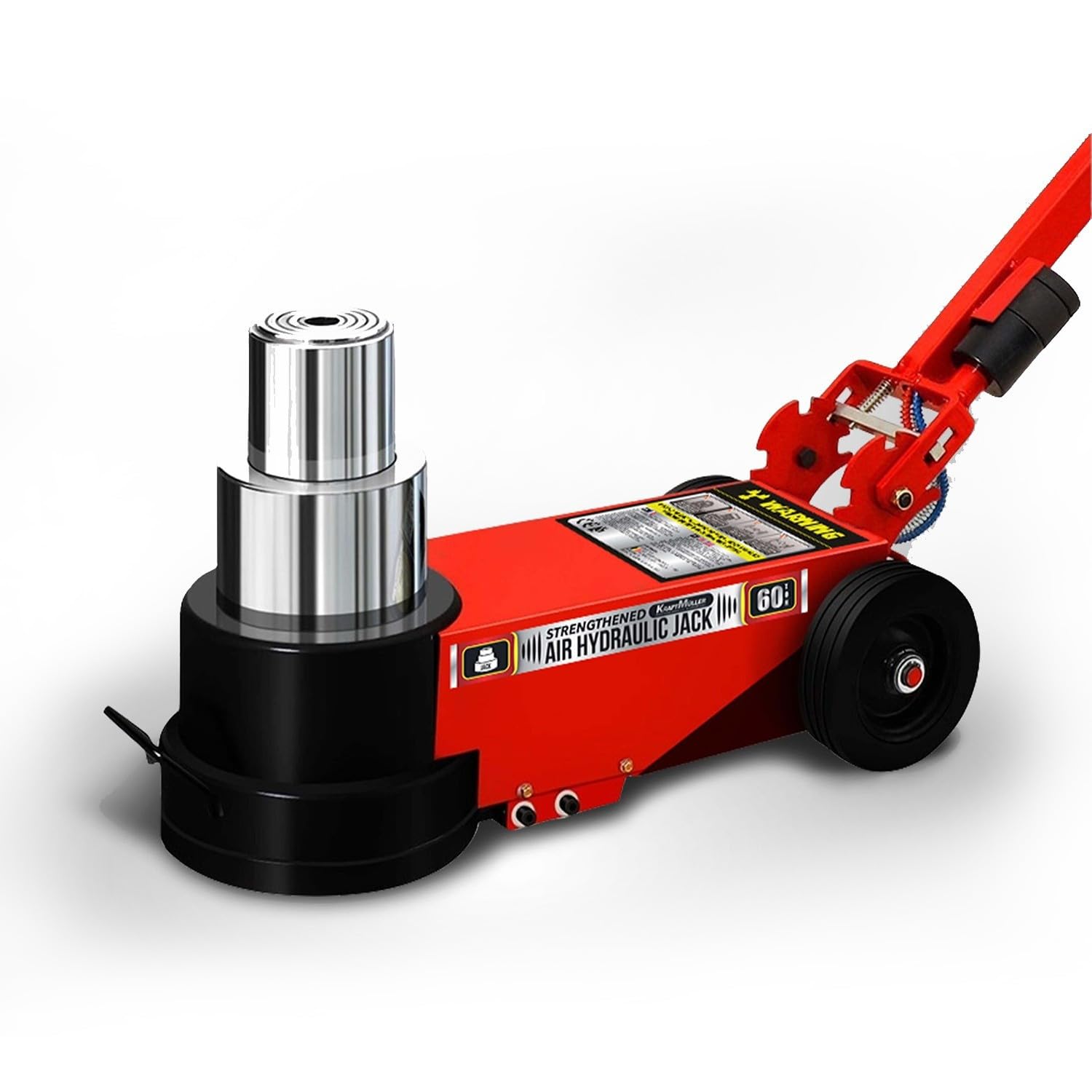 Cric hydropneumatique Kraft Muller, capacité 60T pour levage de camions, tracteurs, bus, Roues polyuréthane résistantes