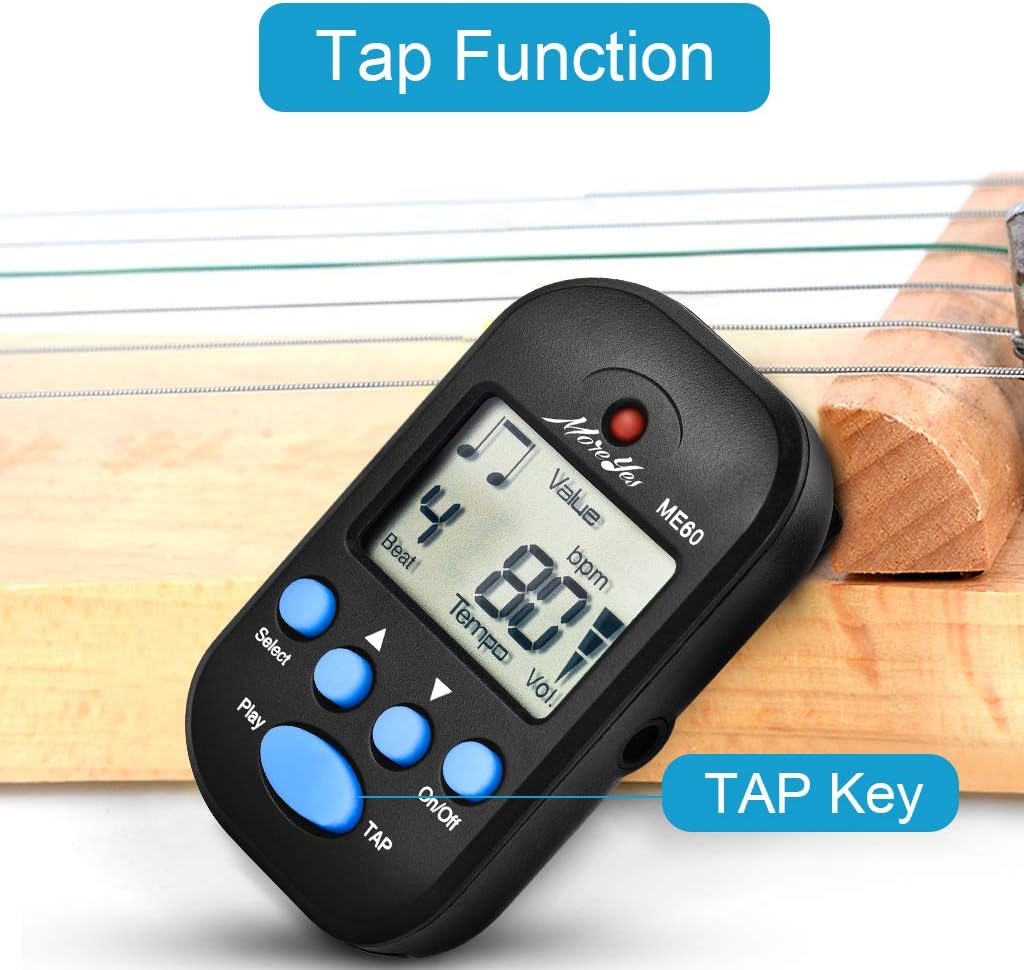 MOREYES Mini Metronome Digital with Loudspeaker Multi-functional for Saxophone Piano Guitar Violin Drum (black)