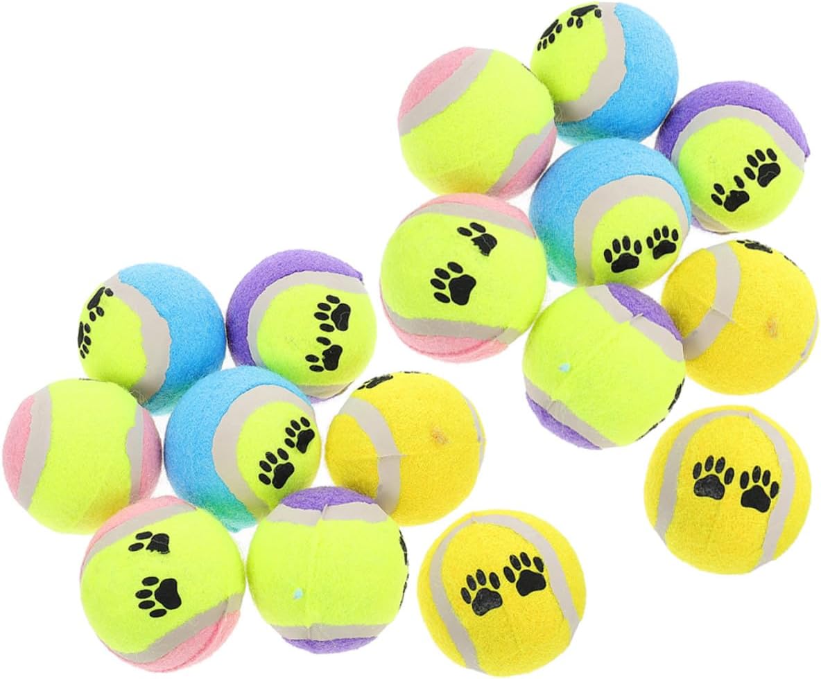 16pcs Dog Tennis Balls Pet Training Rubber Puppy Balls 7cm Diameter for Small to Medium Dogs Exercise Chewing Random Color